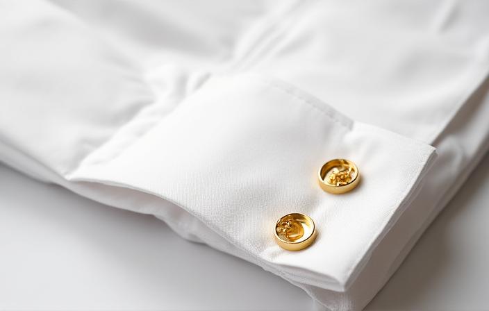 Sarto che misura i polsini di una camicia su misura bianca