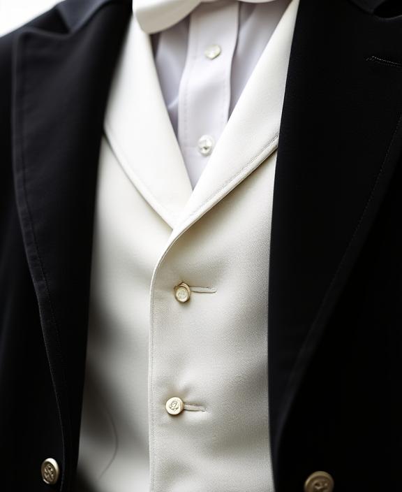 Dettaglio di un frac classico per evento White Tie