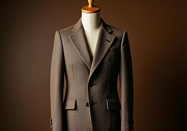 Giacca in tweed spina di pesce su manichino sartoriale